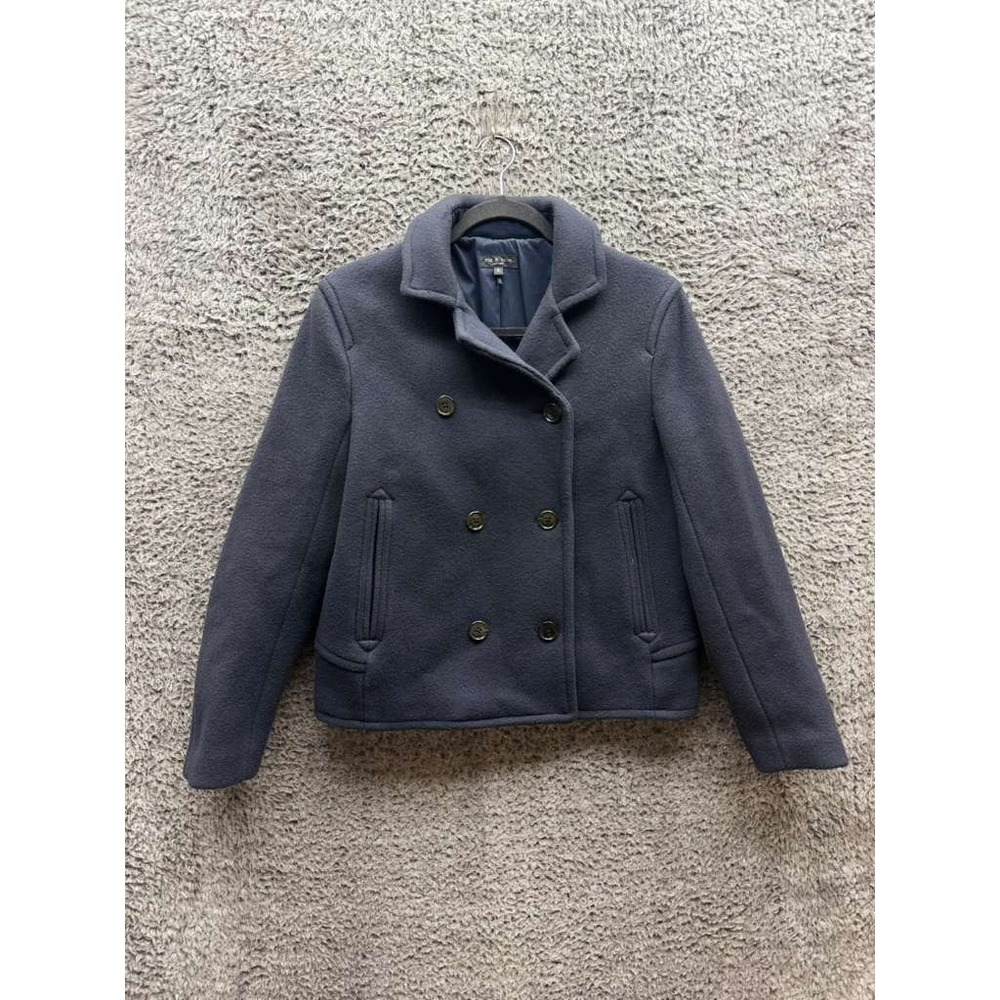 Rag & Bone Wool-Blend Double Breasted Cropped Peacoat Jacket Gray/Blue Womens S